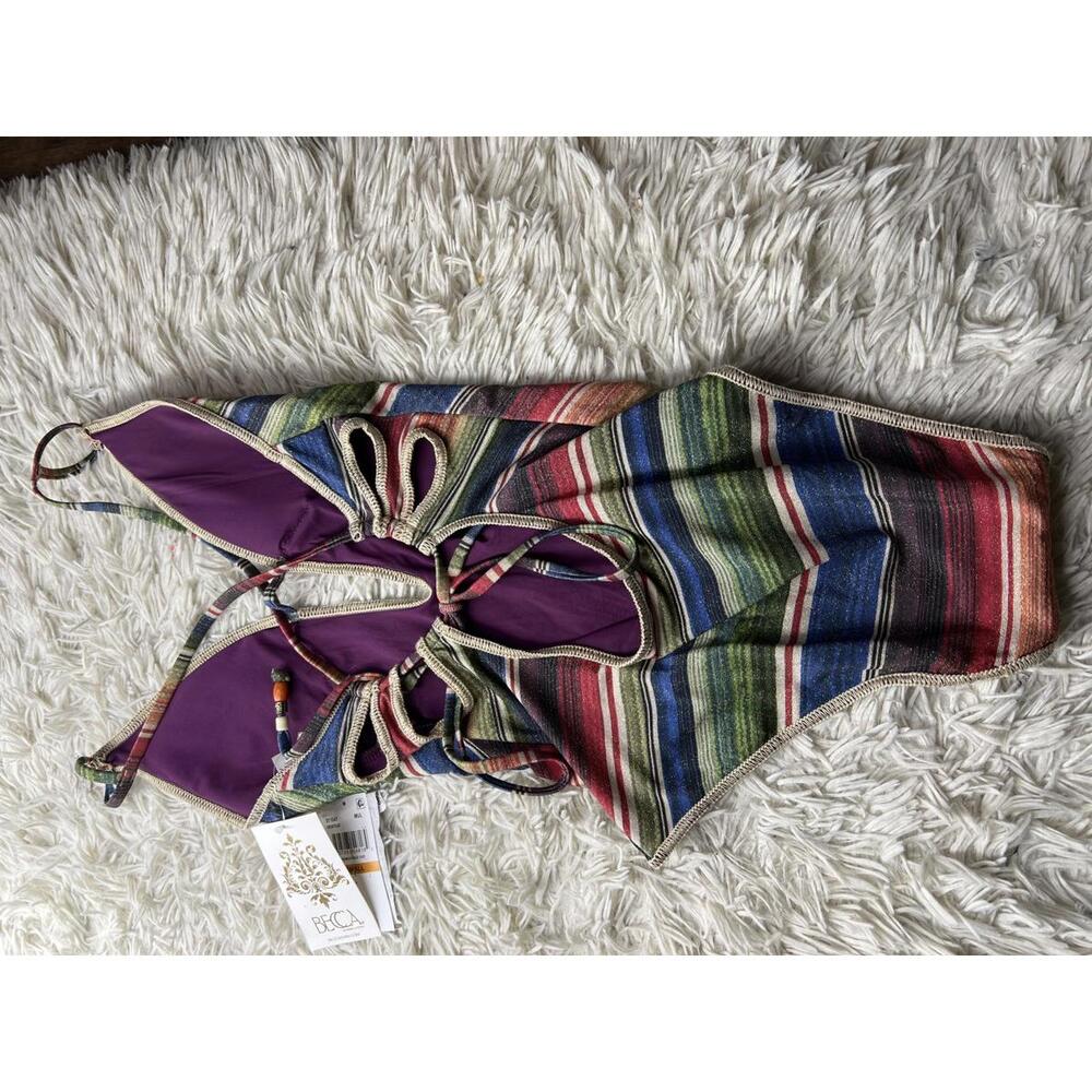 Becca West Village Printed Plunge One-Piece Swimsuit in multi - Picture 5 of 8